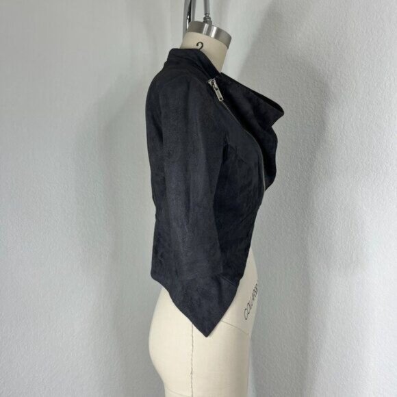 Rick Owens DRKSHDW Lamb Leather Cropped Gray Short Sleeve Zip Jacket - Picture 8 of 13